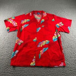Vtg 80's Ocean Pacific Hawaiian SS Shirt Mens M Red Tropical Made‎ In USA